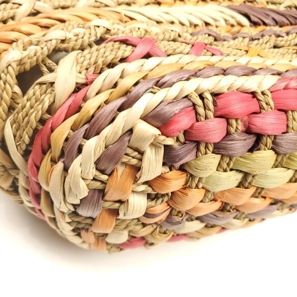 Miami Blue Multicolored Straw Beaded Hobo - Picture 5 of 13